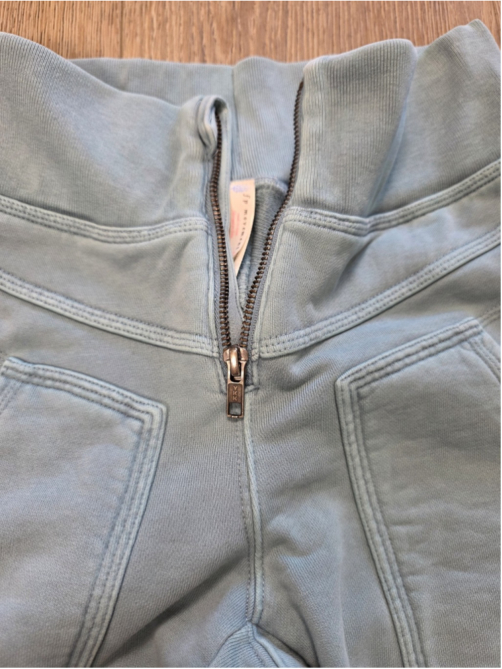 Free People FP Movement Jogger Pants XS Blue Zip Front High Rise Cotton Pocket - Picture 7 of 14